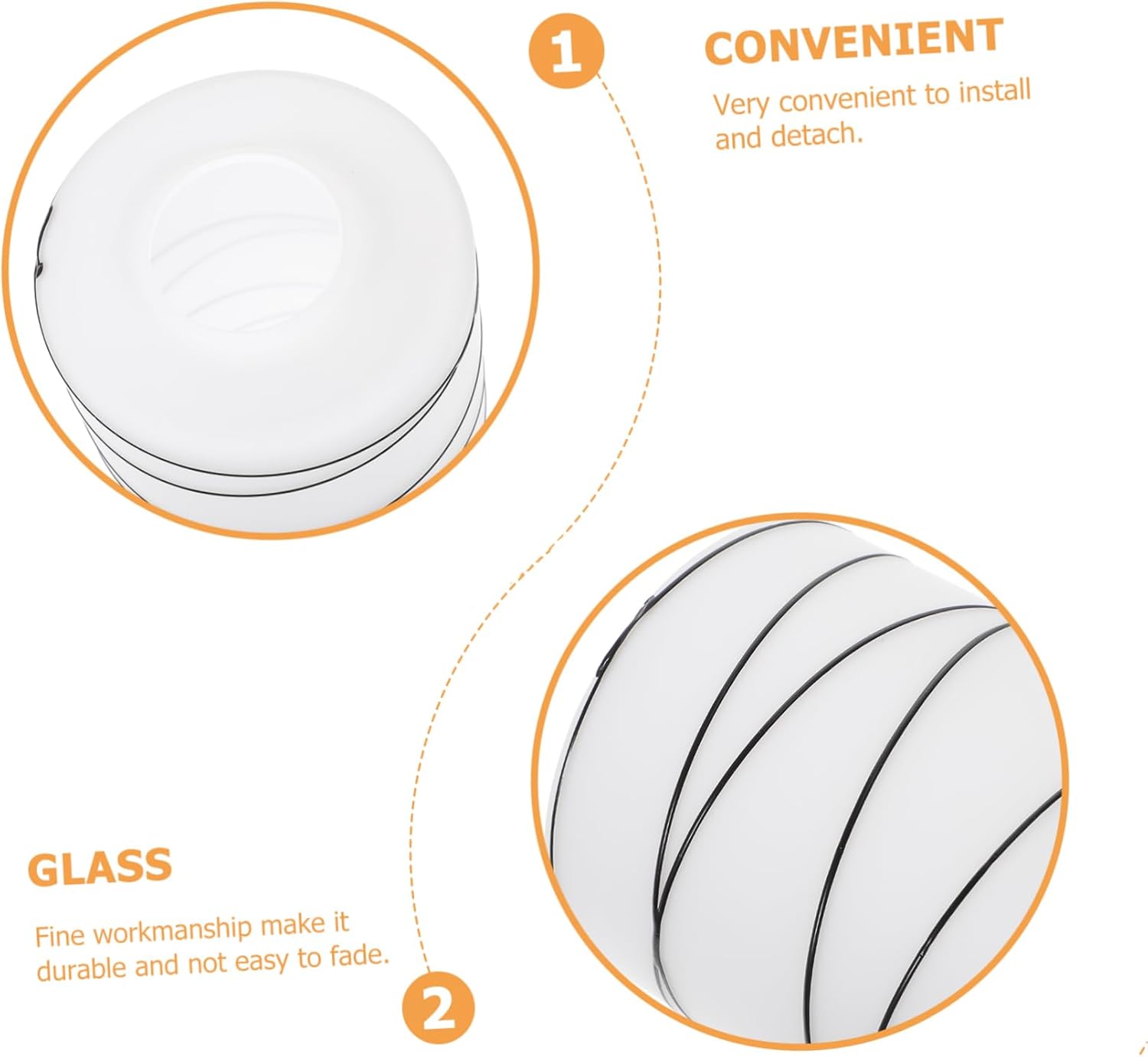 Housoutil Pantalla cilíndrica de vidrio Accesorios interiores Cubiertas de luz para luces de techo de repuesto de vidrio blanco globo cilindro