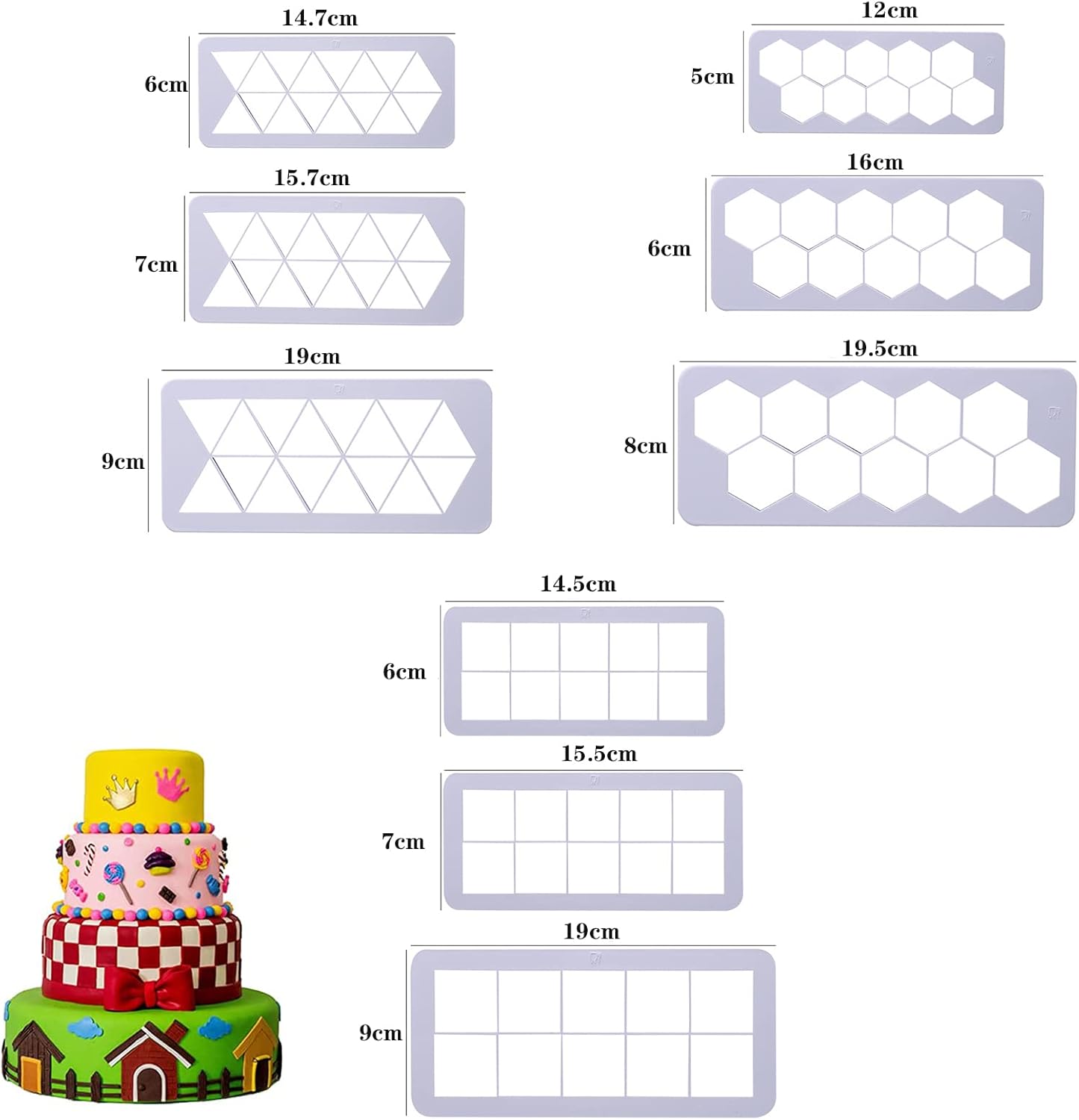 qufzdopv Cortador de galletas, juego de 9 piezas de moldes para galletas y fondant, cortadores geométricos de galletas para decoración de pasteles