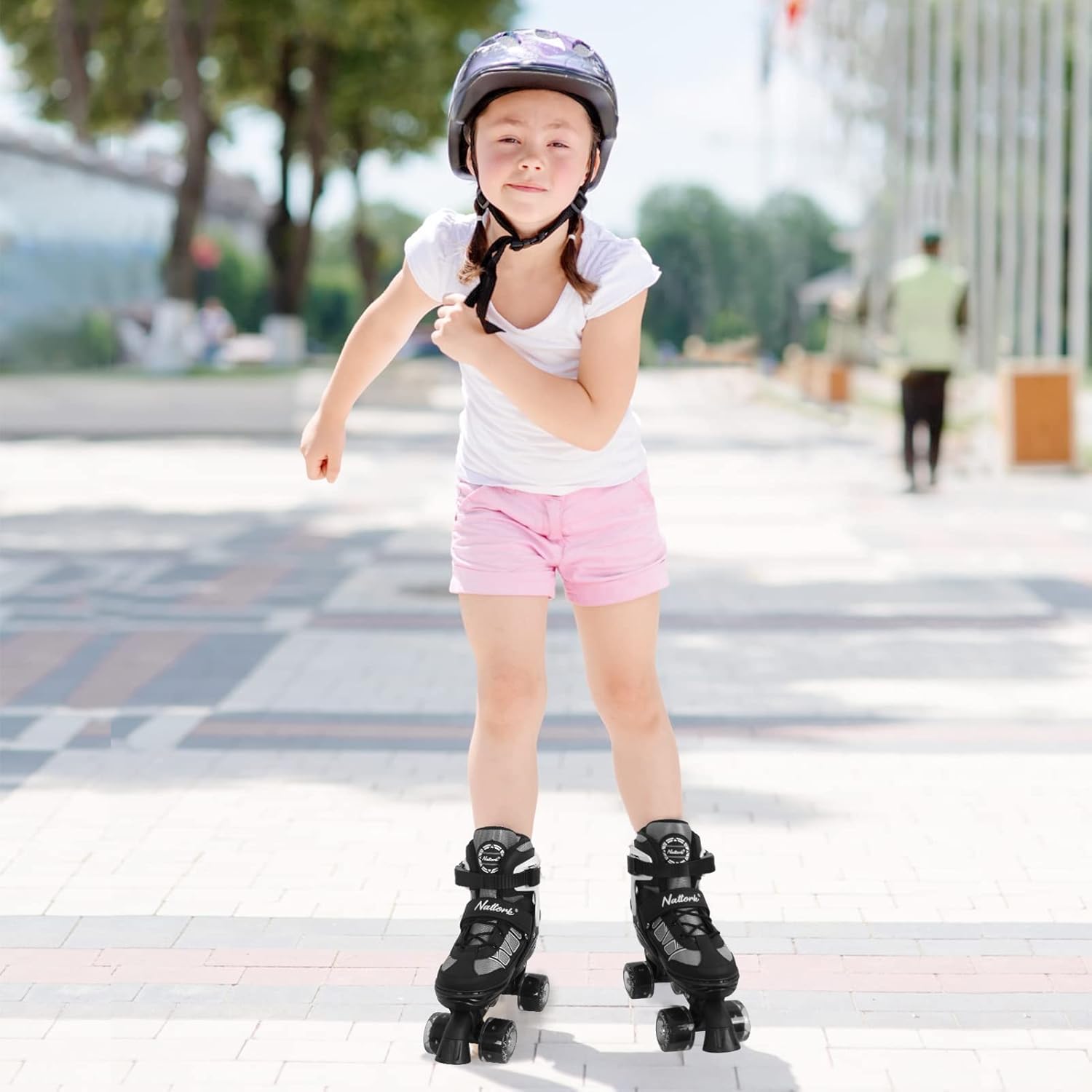 Nattork Patines de ruedas para niños y niñas, 4 tamaños ajustables con ruedas iluminadas para niños principiantes para interiores y exteriores