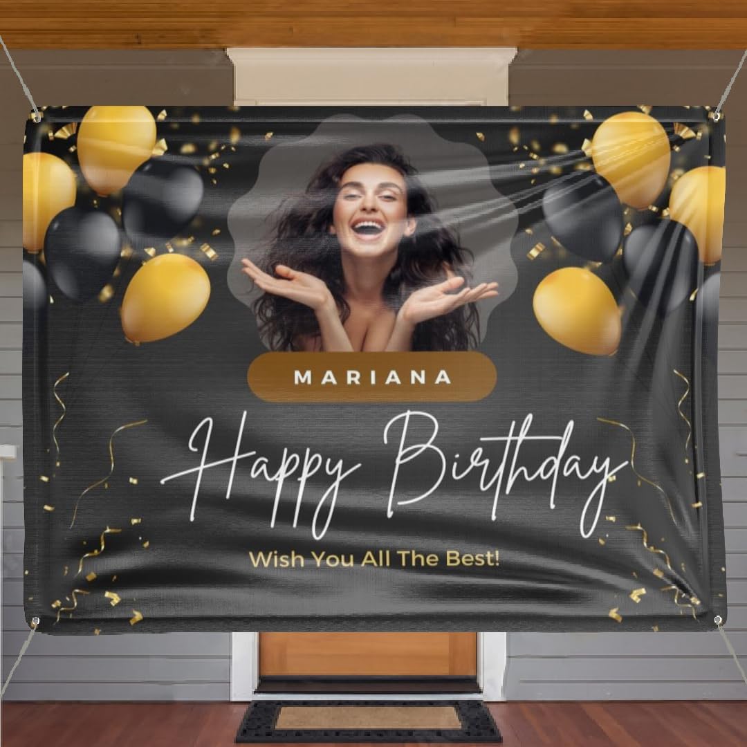 Cartel de feliz cumpleaños, pancarta de cumpleaños personalizada, decoración de fiesta, fiesta de cumpleaños, regalo de cumpleaños, pancarta grande