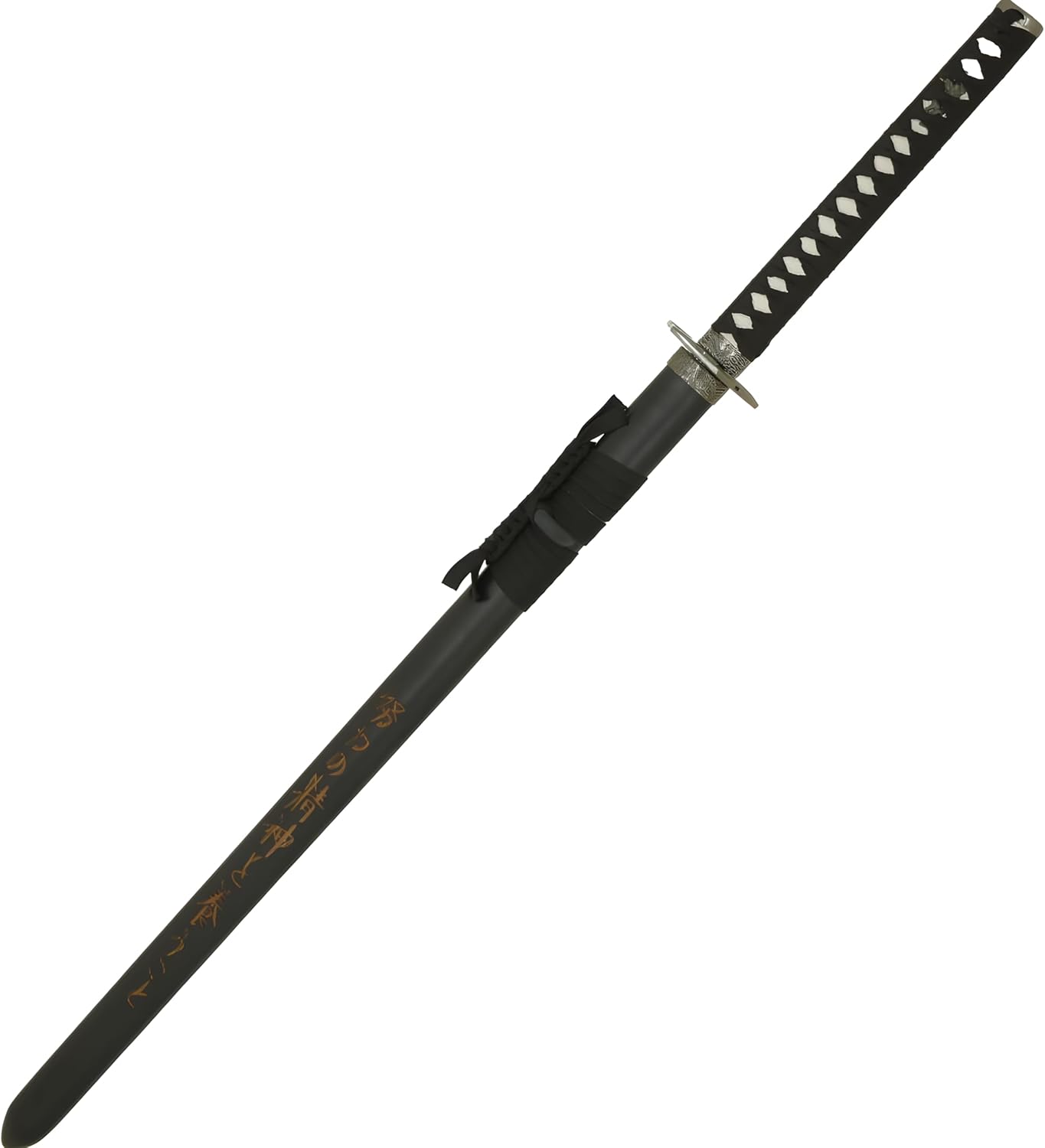 Espada ninja clásica, longitud total de 41 pulgadas, mango de madera dura envuelta en piel de rayo, soporte de exhibición de madera