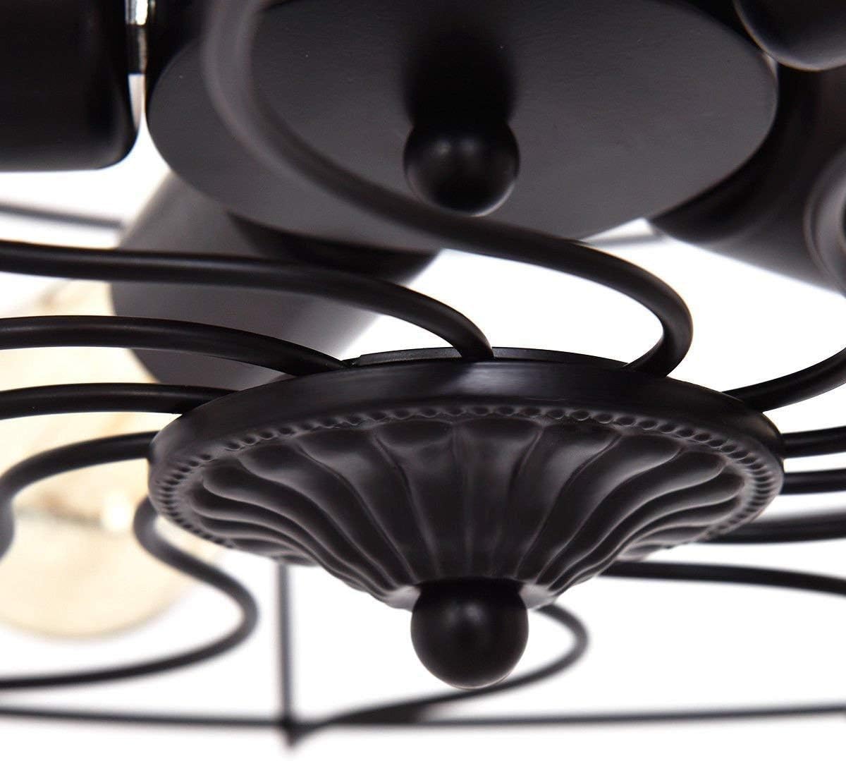 Tangkula Lámpara de techo semiempotrada, luces colgantes industriales con base de 5 bombillas E26, accesorio de iluminación colgante de jaula de