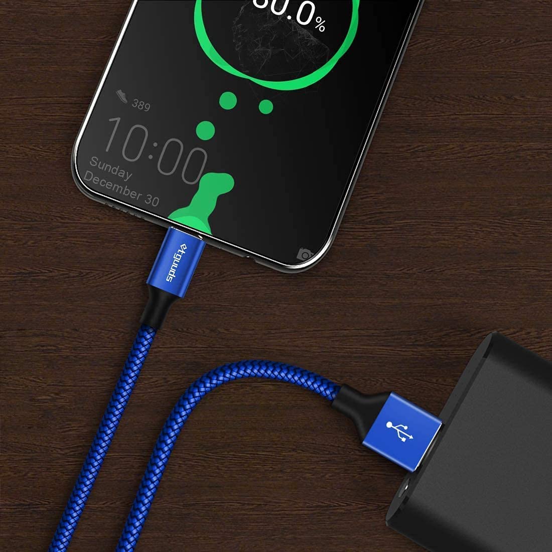 etguuds Cable USB C extralargo de 16 pies, USB-A 2.0 a USB tipo C, cable de carga rápida trenzado de nailon para teléfono y tableta USB-C, azul