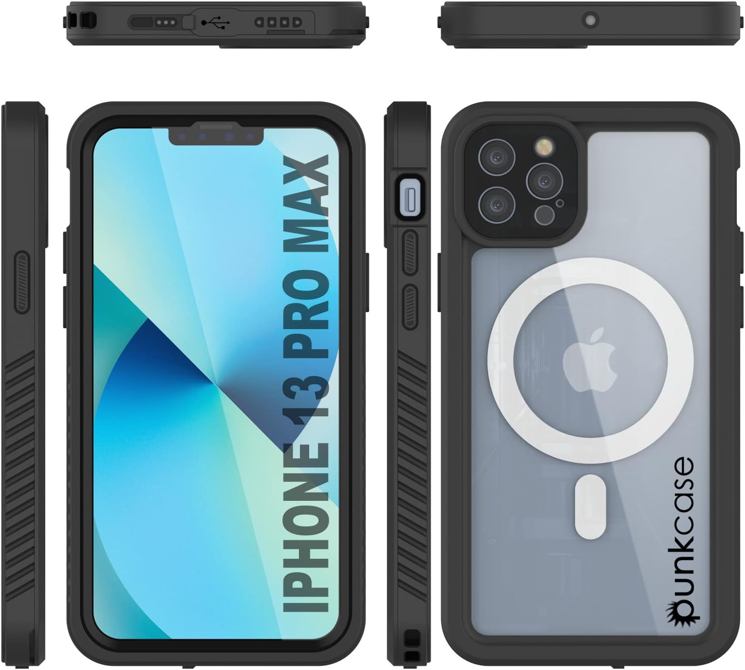 Punkcase Funda impermeable para iPhone 13 Pro Max Serie Extreme Mag Ajuste delgado Certificado IP68 A prueba de golpes Funda de armadura con