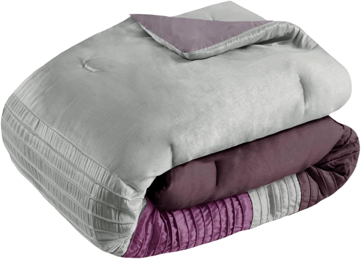 Madison Park – Juego de edredón Amherst, de seda sintética, diseño contemporáneo, fundas y faldón de cama, almohadas decorativas, tamaño Queen (90 x