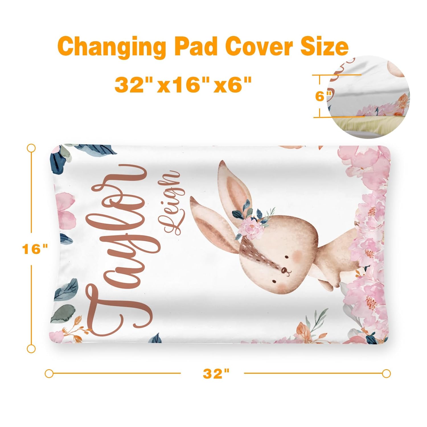 Juego de fundas para cambiador personalizadas, tejido de jersey, cómodo, acogedor, ultra suave, unisex, con nombre personalizado, para bebés, niños