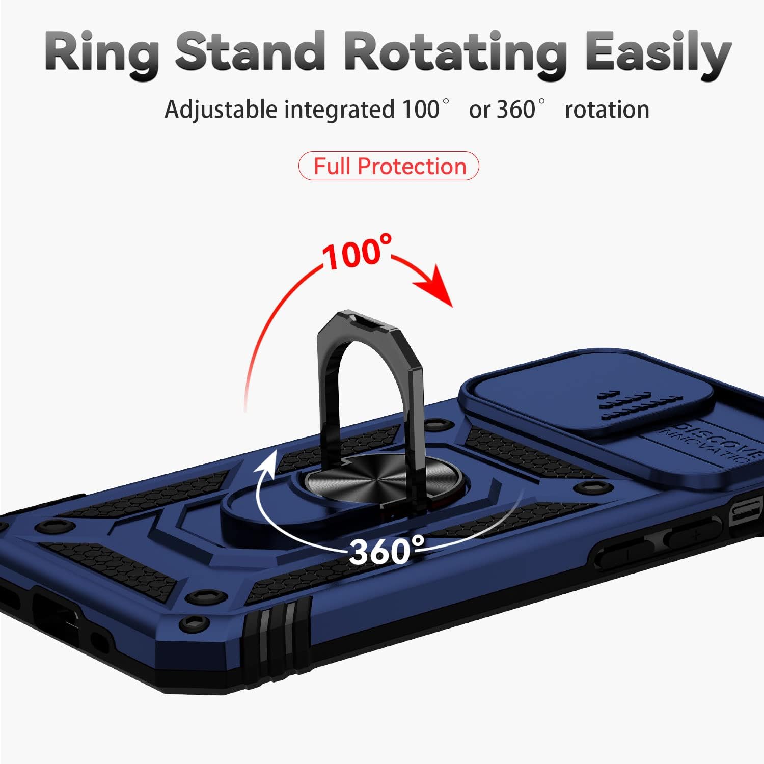 Funda para iPhone 12 Mini, con protector de pantalla HD para cámara deslizante, protección de cámara soporte giratorio magnético funda protectora