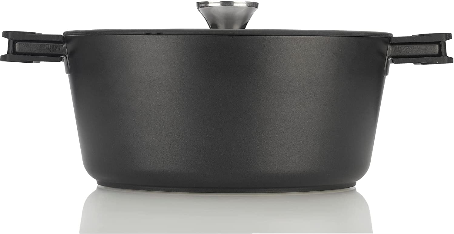 Zavor Horno holandés Noir de 5 cuartos de galón, aluminio fundido de alta calidad con revestimiento de cerámica antiadherente a base de titanio y