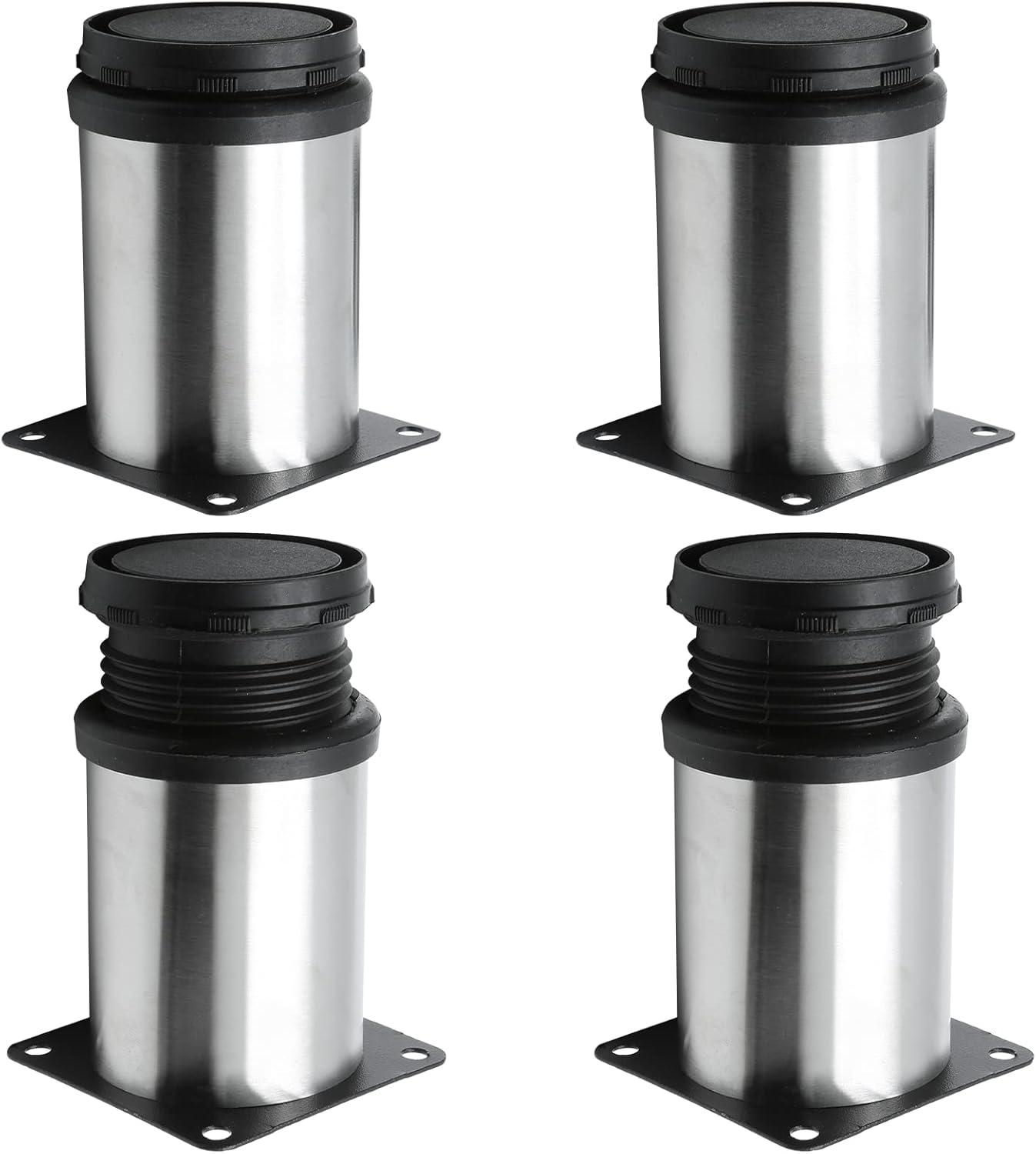 Patas de metal ajustables, patas de acero inoxidable de 3 pulgadas  3.150 in, patas de repuesto para mesa de café, silla, cómoda, juego de 4 patas