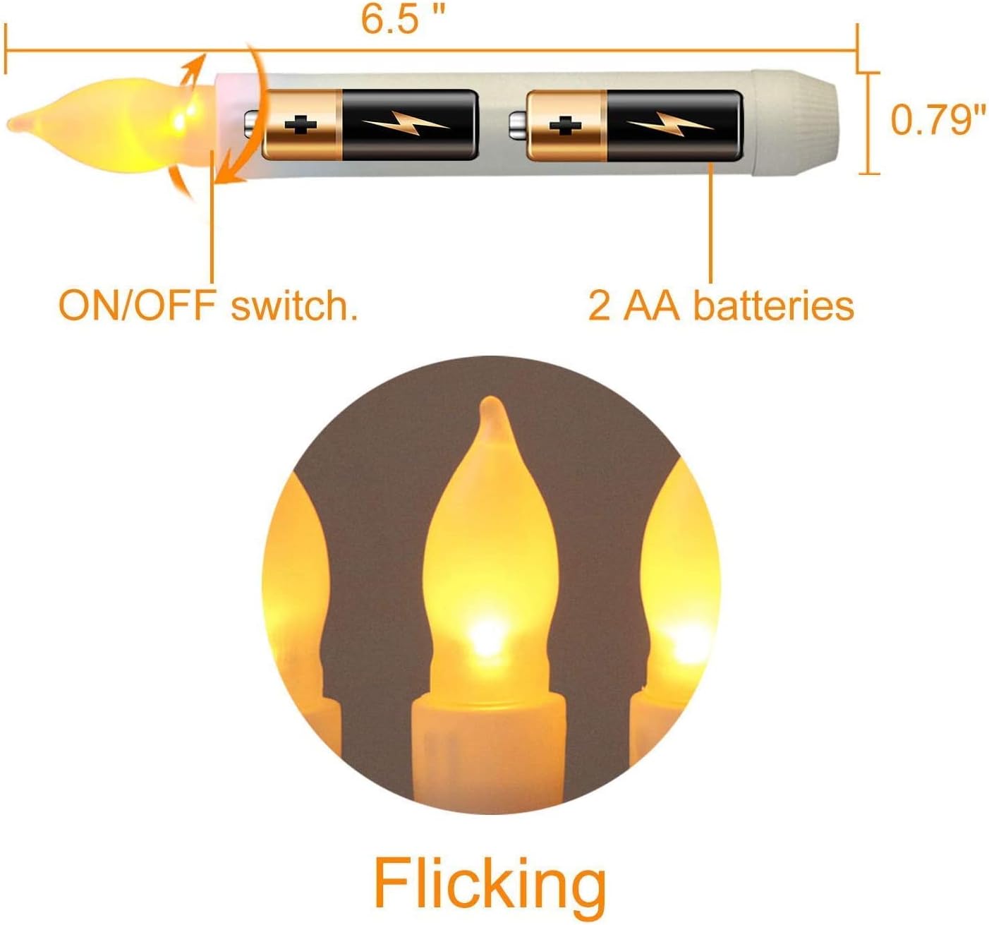 Raycare LED Flameless Taper Candles Battery Operated with Remote, Flameless Taper Window Candles Flickering Warm White Light, Set of 12 Fake Candles
