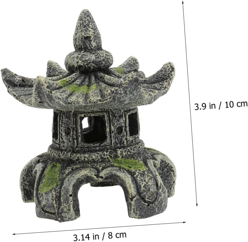 Yardwe Terrarios de vidrio pequeños para plantas, decoraciones asiáticas, linternas japonesas, estatua de pagoda asiática, casa de muñecas, pagoda,
