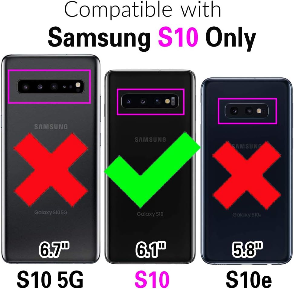 Asuwish Funda de teléfono para Samsung Galaxy S10 con protector de pantalla de vidrio templado y soporte de tarjeta de crédito de piel sintética,