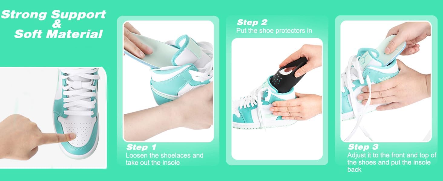 Protector de arrugas para zapatos, 6 pares de protectores de arrugas para la mayoría de zapatos deportivos para hombres 7-12 mujeres 5-9