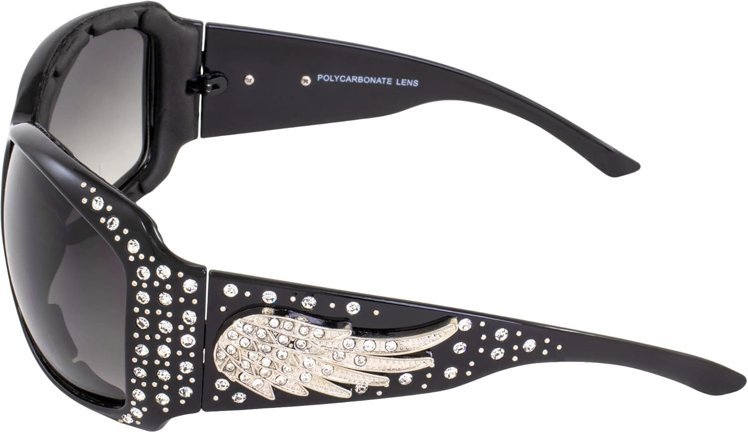 Rodeo Queen 2 pares de lentes de sol de motocicleta para mujer, montura negra acolchada con diamantes de imitación brillantes y lentes degradados