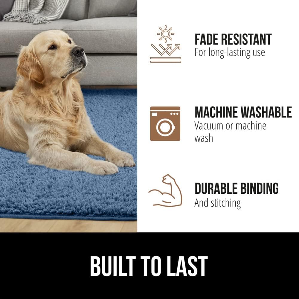 Gorilla Grip – Alfombra de piel sintética suave, lavable, resistente al desprendimiento y a la decoloración, con puntos de agarre, para dormitorio,
