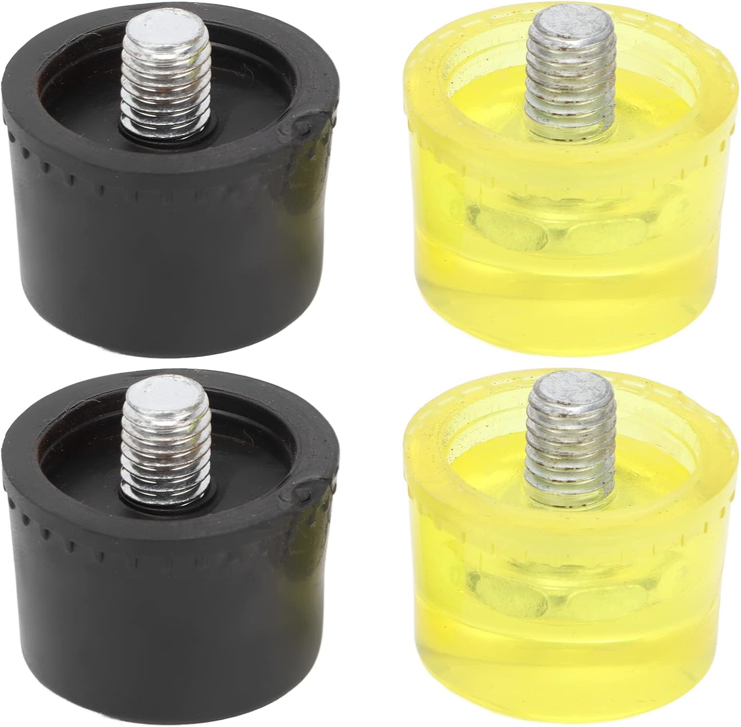 Juego de 4 puntas de cabeza de mazo de plástico amarillo y negro, para manualidades de cuero, madera, instalación de suelos (25 mm)