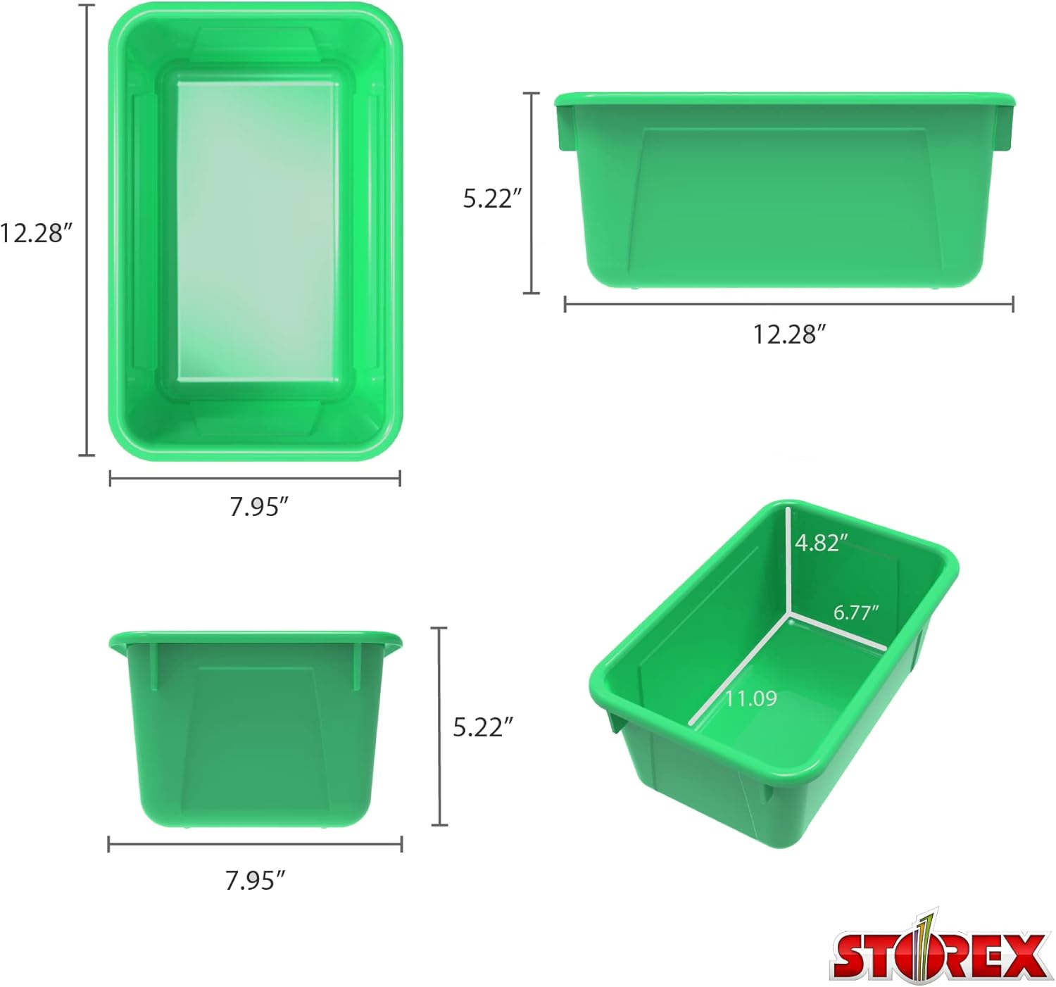 Storex – Cubos pequeños de almacenamiento, paquete de 5, de 12.2 x 7.8 x 5.1 pulgadas, color verde, (62417U05C)