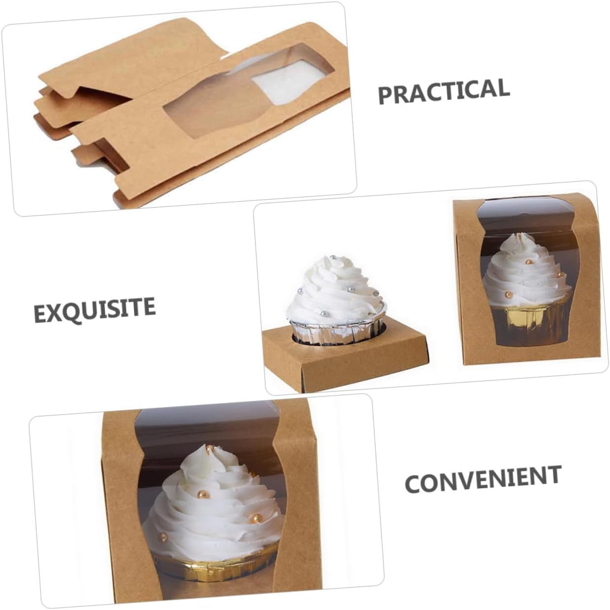 SOLUSTRE 30 unidades de caja de pastel individual para cupcakes, contenedores de regalo, dona, regalos, transparente, portador de tartas,