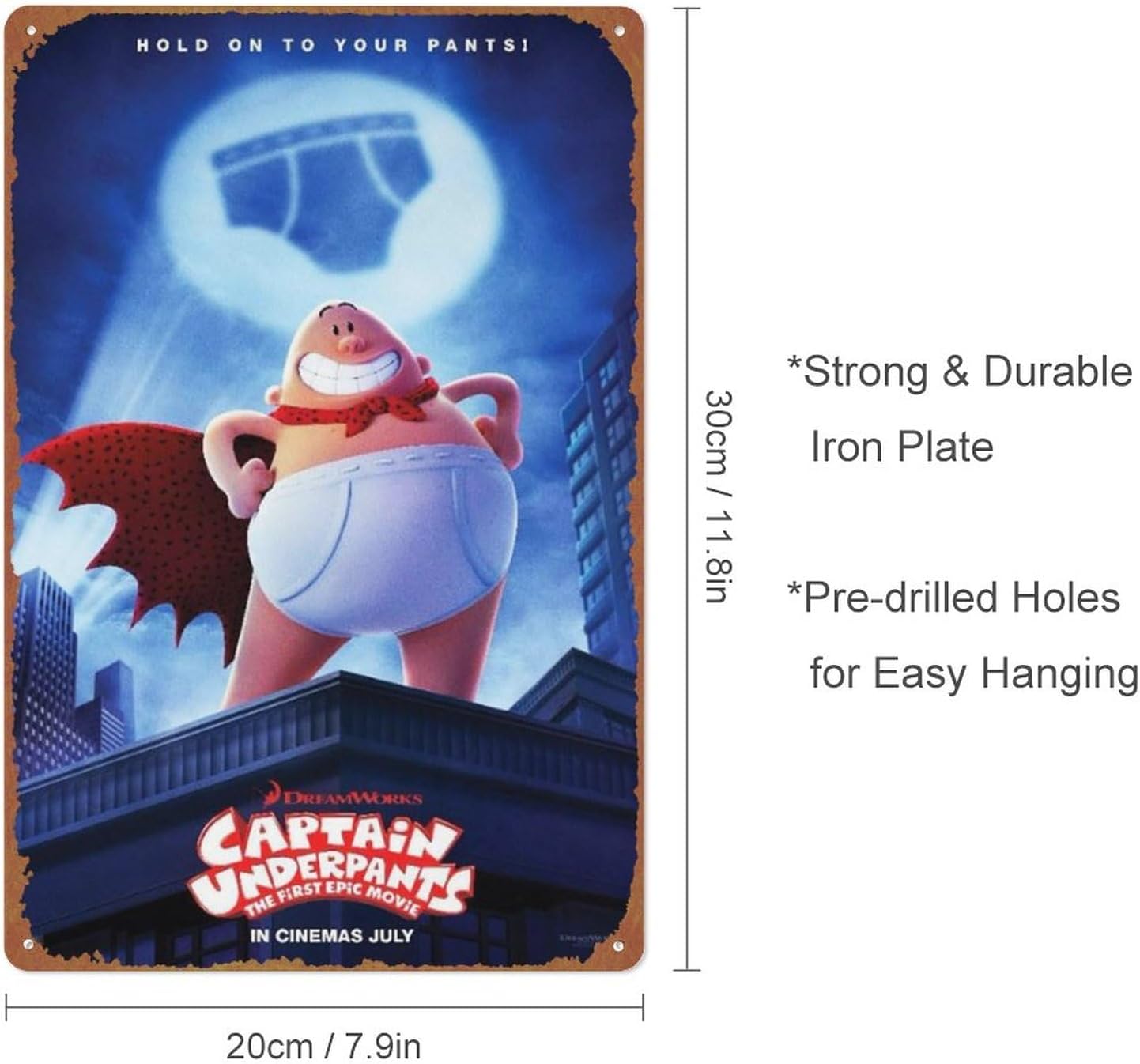 Captain Underpants The First Epic Movie Poster – Póster de metal con logotipo de lata, estilo cafetería, hogar, bar, garaje, puerta de jardín,