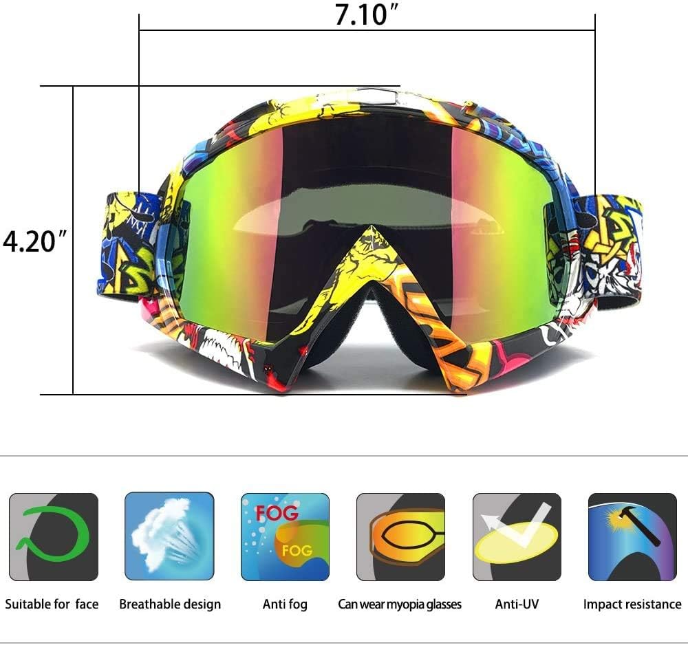 First Choose Gafas de motocross para motocicleta, todoterreno, antiarañazos, a prueba de polvo, flexibles, UV400