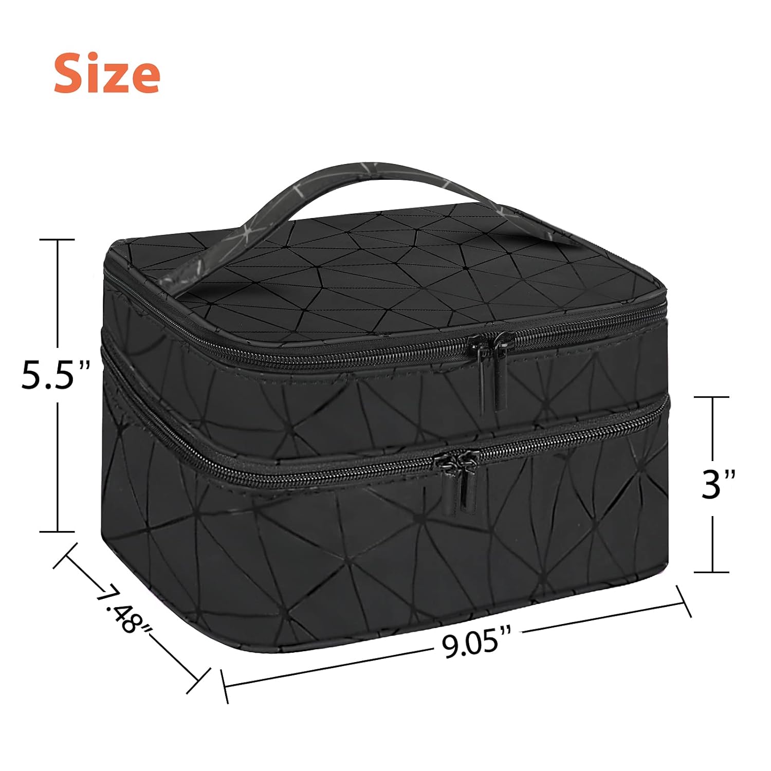 Organizador de esmalte de uñas, estuche de transporte de viaje, personalizado para juego de manicura, bolsa de transporte de doble capa (negro,