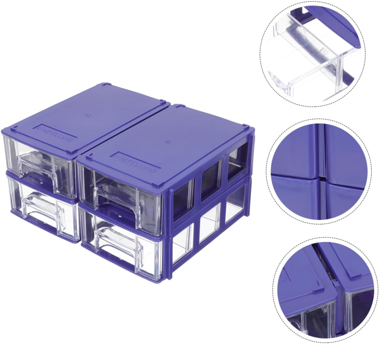 Cabilock Caja de almacenamiento de 12 cajones apilables para refrigerador, contenedores organizadores de oficina, escritorio, organizador de