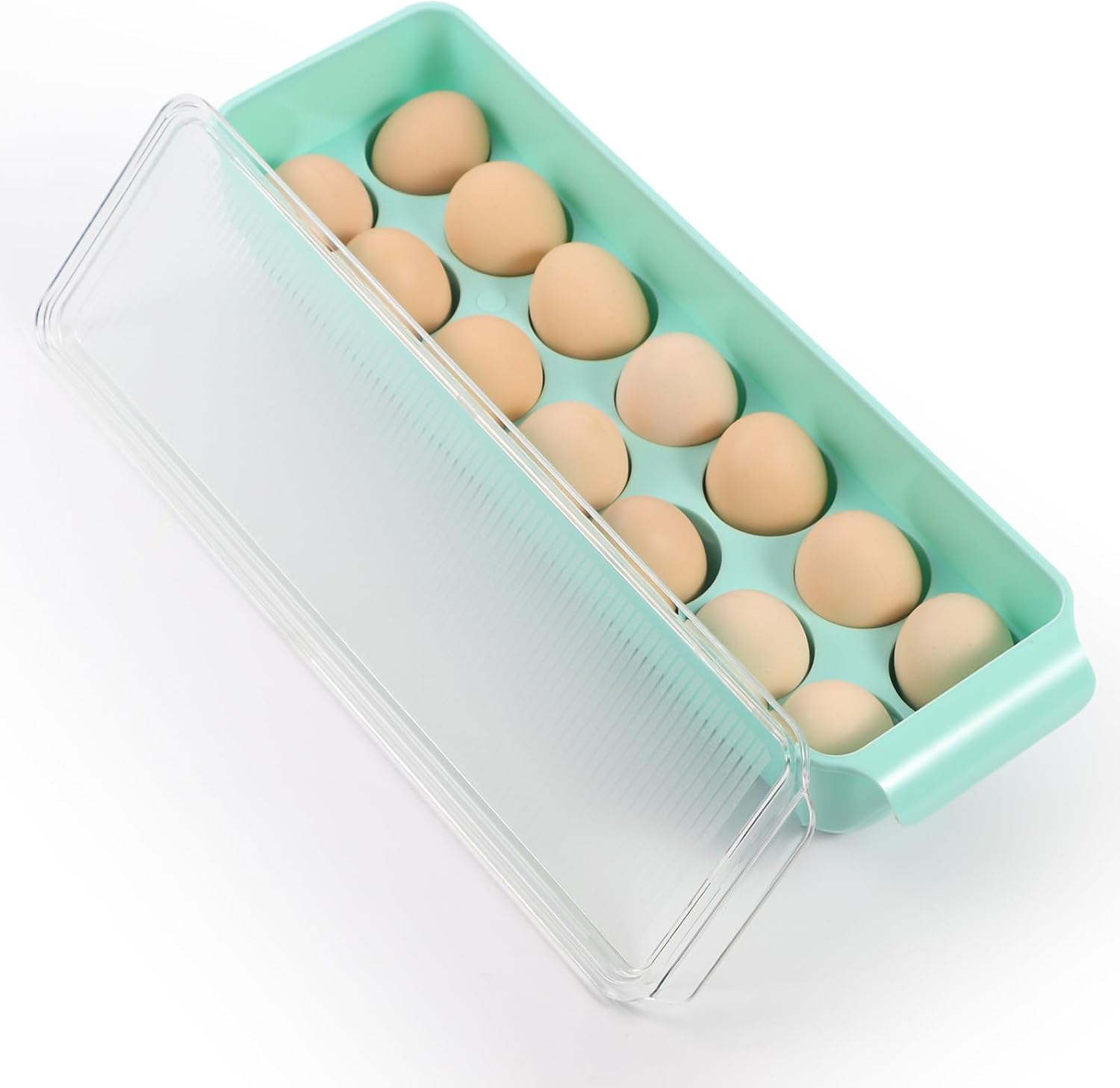 Contenedor de huevos para refrigerador, soporte de huevos de plástico, 14 unidades, contenedor de almacenamiento de huevos, organizador de huevos