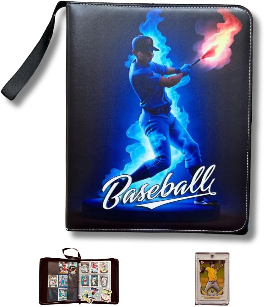 Carpeta de una pieza para tarjetas deportivas, libro de tarjetas de béisbol con soporte para tarjetas, carpeta de béisbol para tarjetas