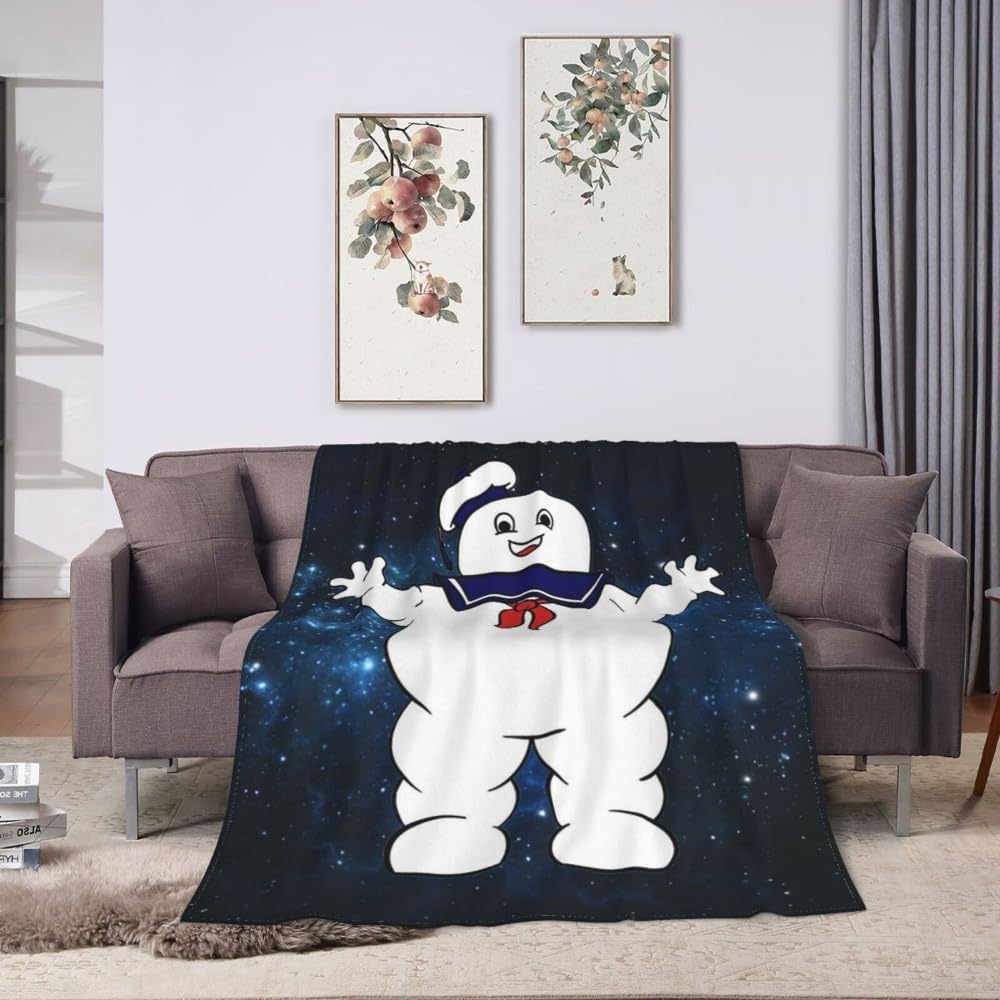 Noble Temperament Stay Puft – Manta de franela para siesta de lana, ligera, cómoda, para sofá cama, suave y cálida manta de aire acondicionado