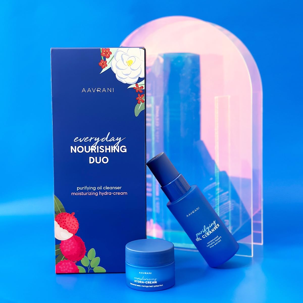 AAVRANI Everday Nourishing Duo – Limpiador de aceite purificador de 1 oz híbrido limpiador diario removedor de maquillaje e hidratación hidratante,