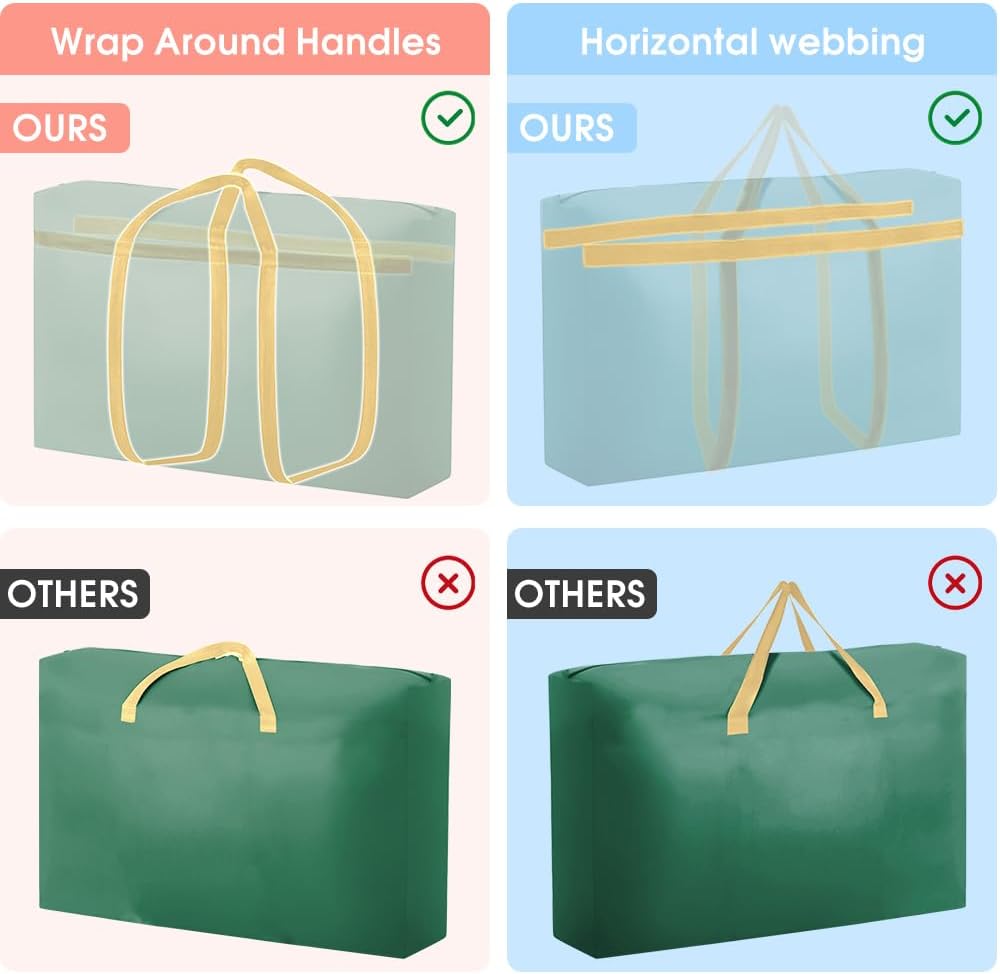 Paquete de 2 bolsas de mudanza resistentes extra grandes con cremalleras fuertes, bolsa de almacenamiento para ahorrar espacio para estudiantes