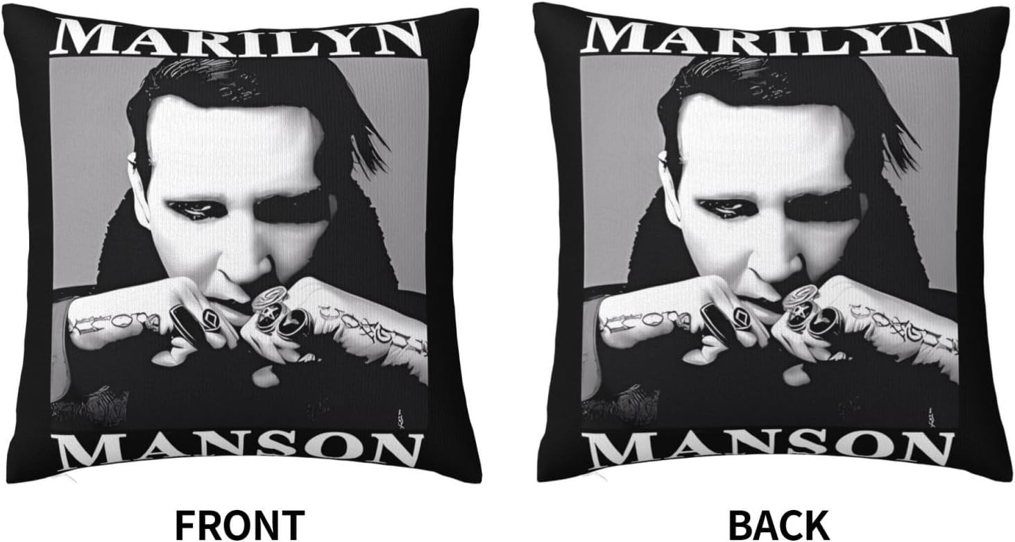 MaryAPerez Funda de almohada decorativa de 18 x 18 pulgadas, diseño de Marilyn Singer Manson, para sofá, automóvil, dormitorio, decoración del hogar