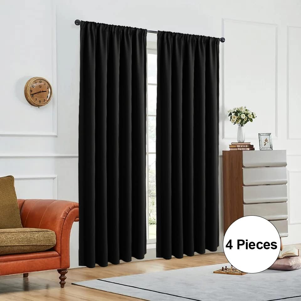 WONTEX Cortinas opacas con bolsillo para cortinero para dormitorio, aislamiento térmico, ahorro de energía y reducción de ruido, paneles de cortina