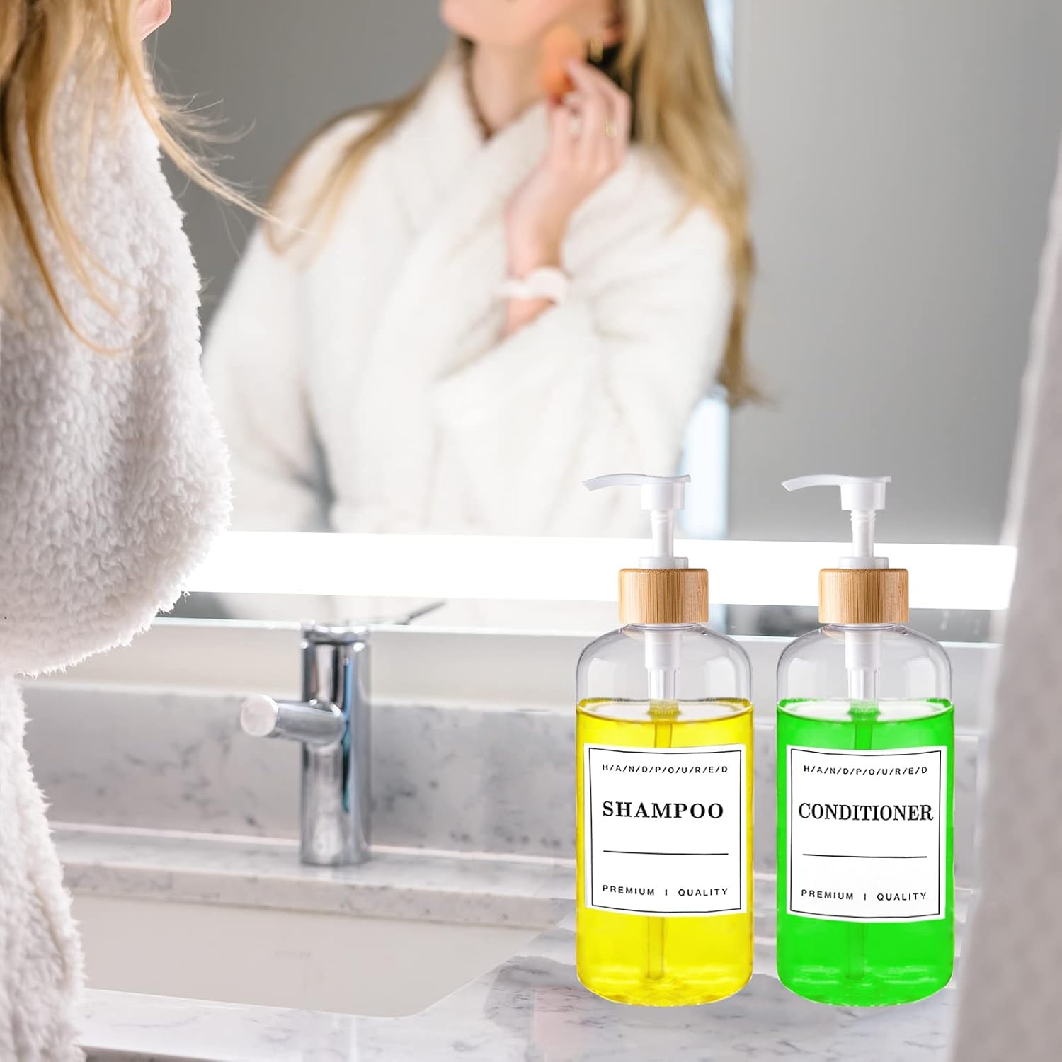 Juego de dispensador de jabón transparente de 16 onzas, dispensador de jabón de plástico para manos y platos, dispensador de jabón para cocina,