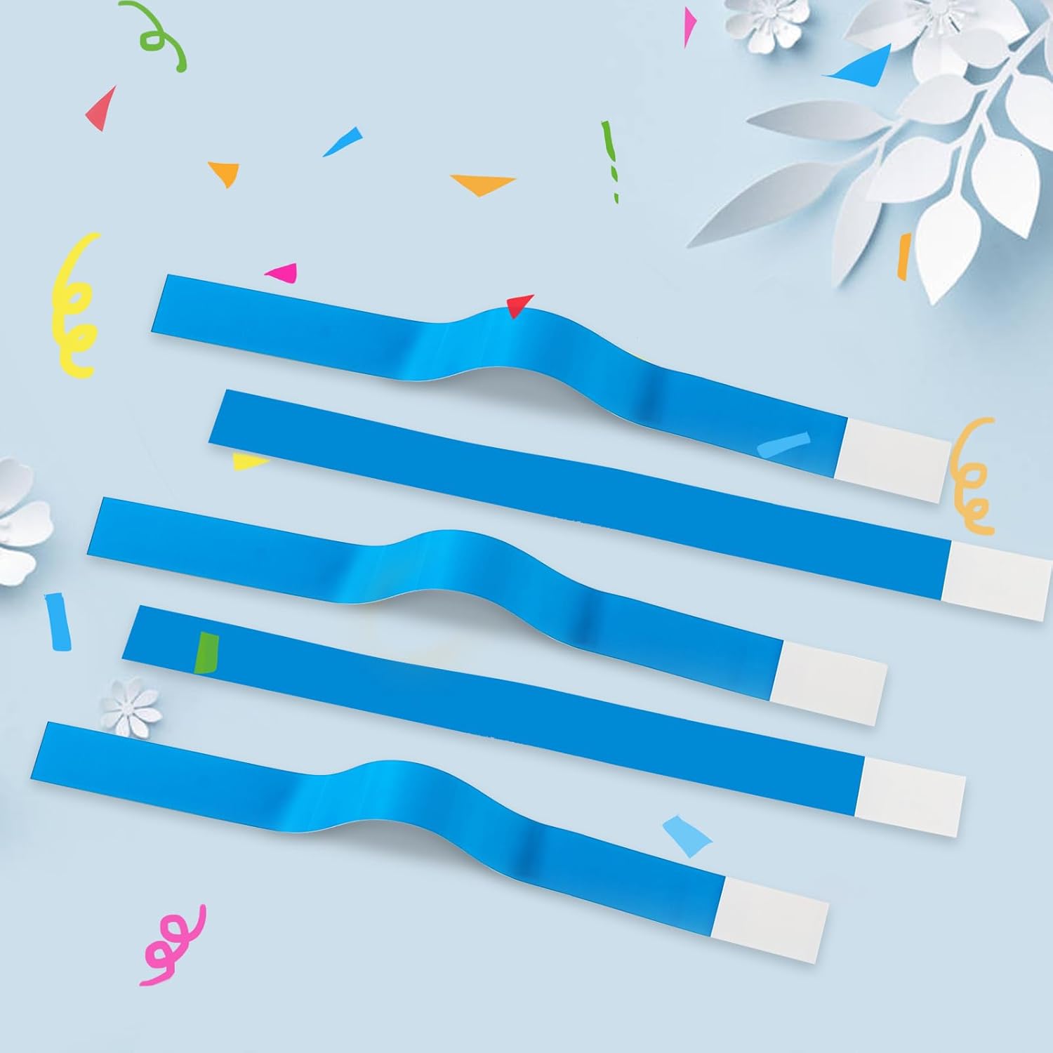 800 pulseras de colores para eventos, pulseras de papel, pulseras impermeables para eventos, pulseras adhesivas personalizadas para fiestas (azul)