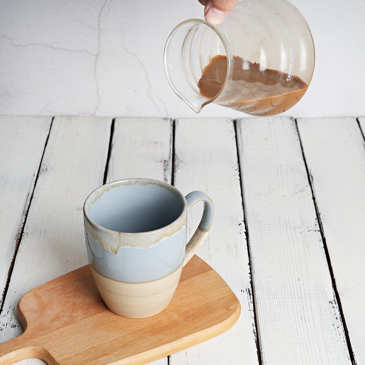 Bosmarlin Juego de 4 tazas de café de cerámica, 16 onzas, 5 colores para elegir, tazas de té, aptas para lavavajillas y microondas, esmalte reactivo