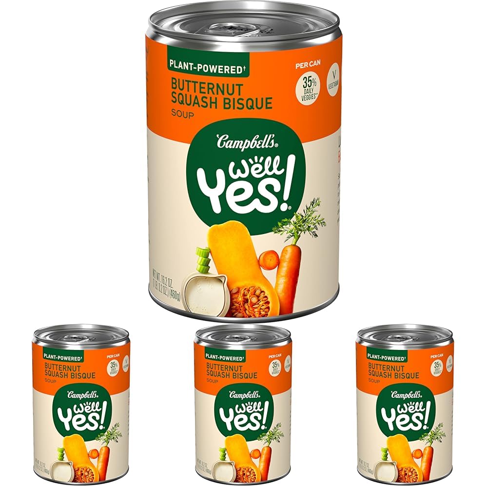 Campbell’s Well Yes! Galletas de calabaza y mantequilla, sopa vegetariana, lata de 16.2 onzas (paquete de 4)
