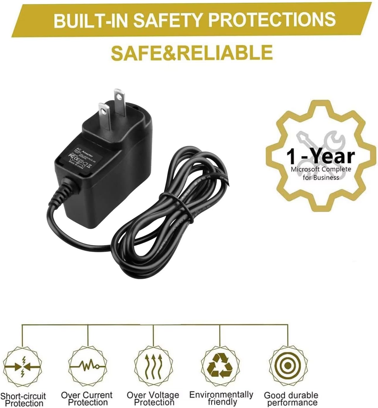 Adaptador de repuesto ACDC para First Alert DW-700 D-520 Sistema de grabación de seguridad inalámbrico digital para interiorexterior, cable de