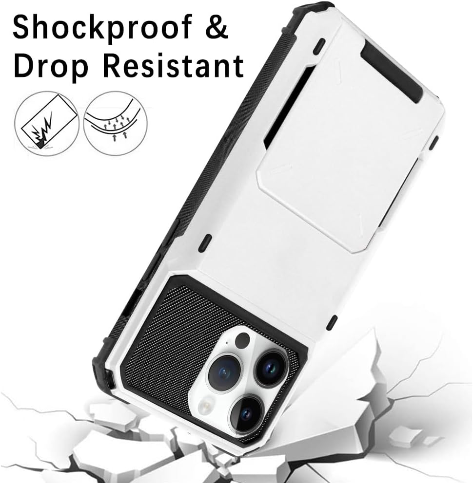 ZIYE Funda tipo cartera diseñada para iPhone 15 Pro Max con tarjetero antiarañazos, doble capa, ranura para tarjetas oculta, bolsillo a prueba de