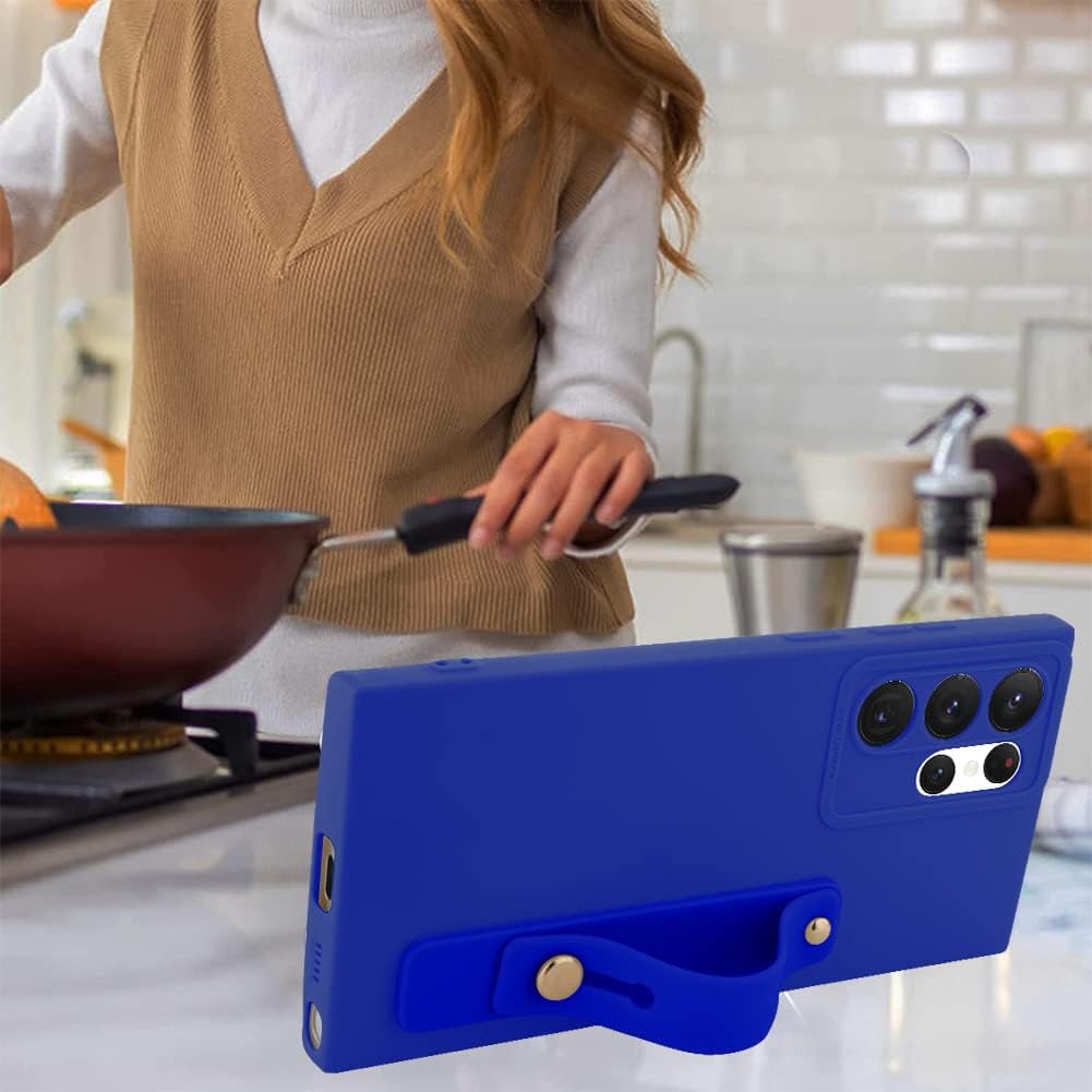 KANGHAR Funda para Galaxy S22 Ultra con soporte para teléfono para mujeres y niñas, funda protectora de silicona líquida suave a prueba de golpes