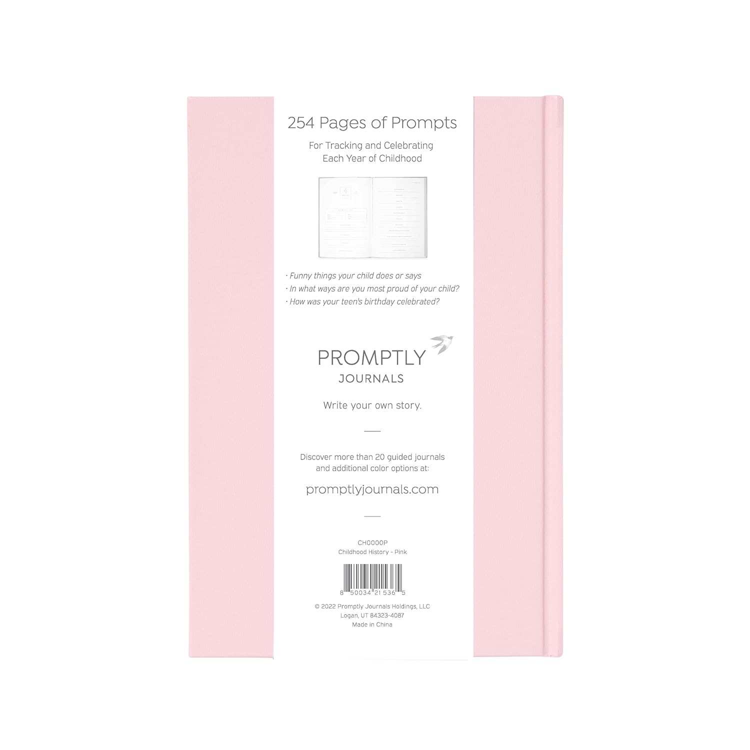Promptly Journals – Cuaderno de historia de la infancia, cuaderno de recuerdos para bebés desde el embarazo hasta los 18 años (rosa rubor)