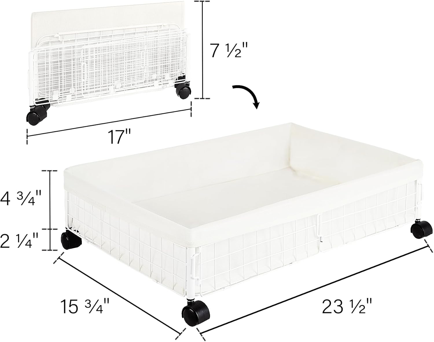 StorageWorks Almacenamiento debajo de la cama con ruedas, almacenamiento debajo de la cama, contenedores de almacenamiento de metal debajo de la