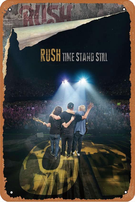 Rush Póster de película de Time Stand Still de película retro de metal para pared, arte de pared para el hogar, letrero de lata de metal, cueva,