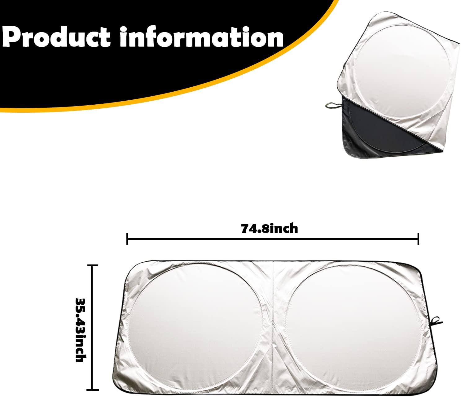 1 parasol para parabrisas de automóvil con bolsa de almacenamiento, 74.8 x 35.4 pulgadas, bloqueador de protección solar plegable para el interior