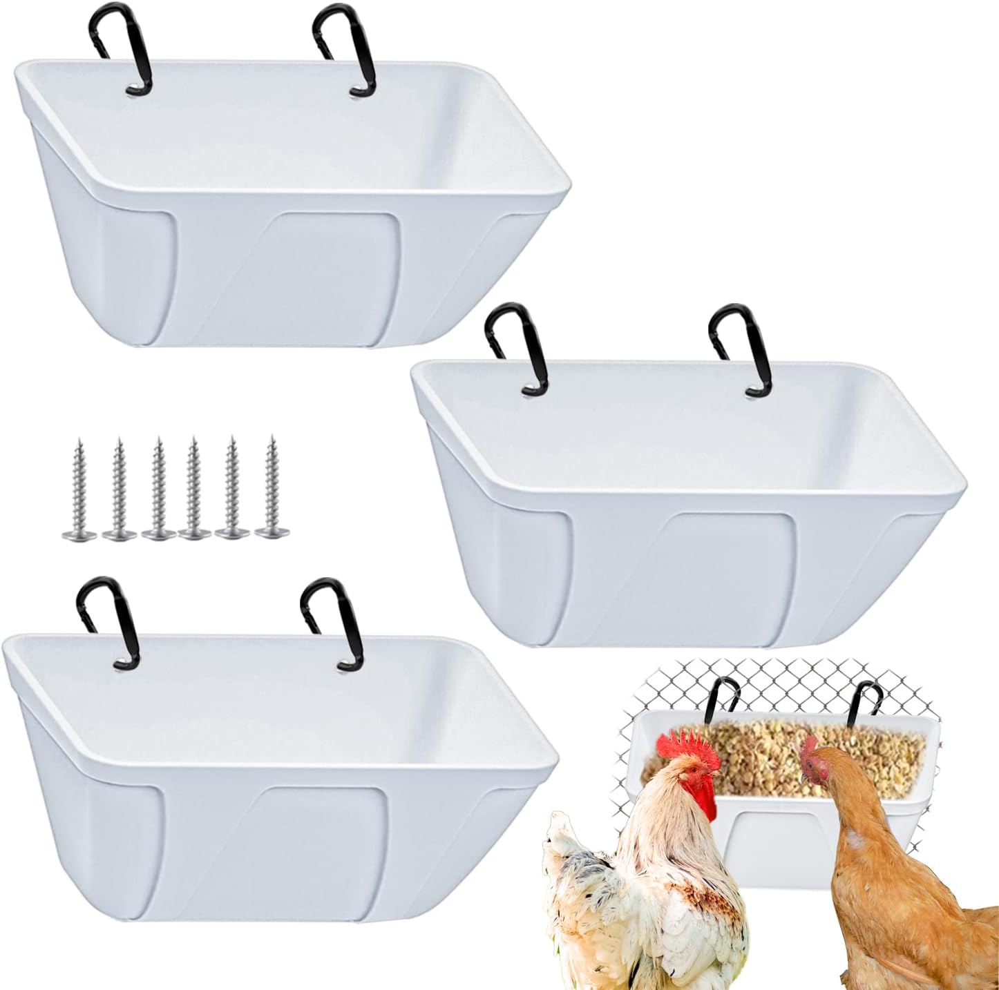 Essilnn Comedero colgante para pollos para cabra, oveja, lechón, ciervo, perro, pato, aves de corral, contenedor de alimentación pequeño para ganado
