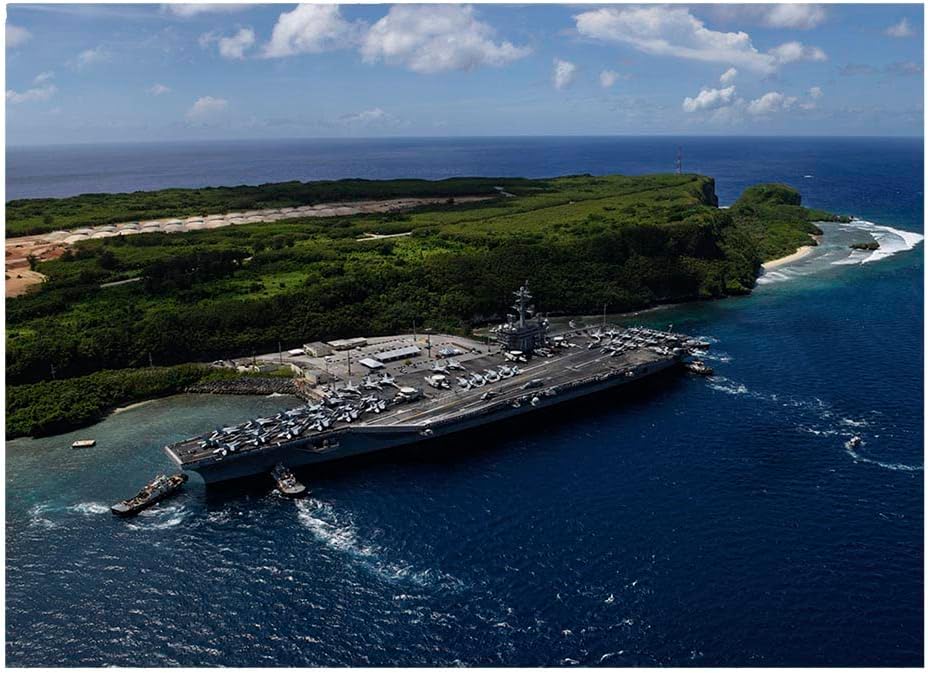 Puzzle Rabbit – Rompecabezas multicolor de 1000 piezas – Portaaviones USS Theodore Roosevelt (CVN 71) sale de la base naval de Guam