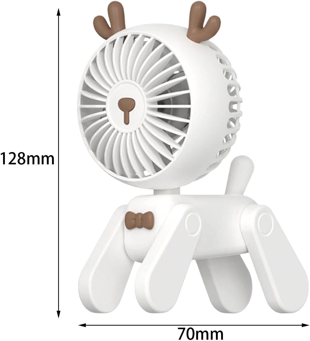 Leefasy Ventilador de escritorio pequeño, ventilador personal de 3 velocidades, encantador, creativo, ajustable, recargable, con forma de ciervo