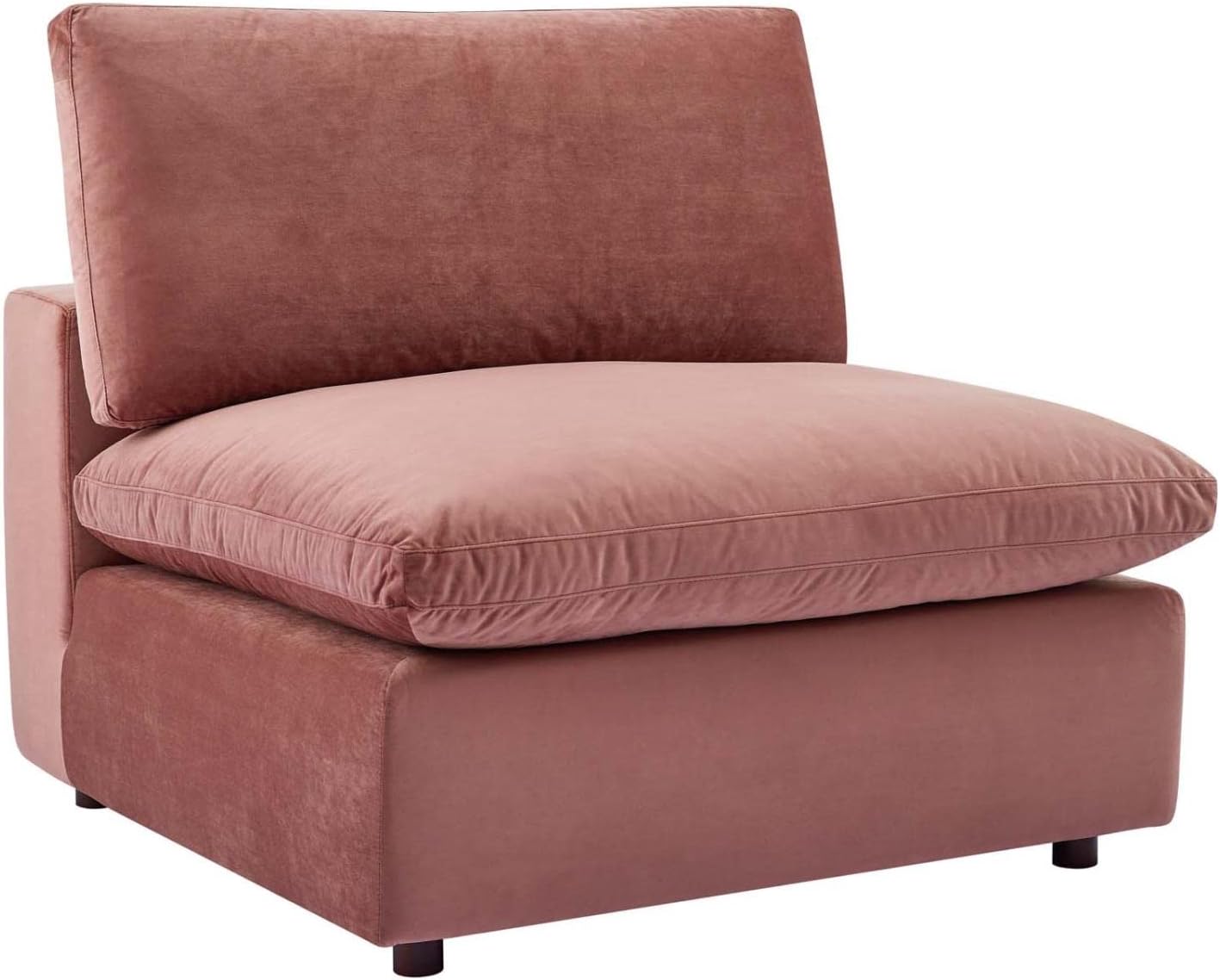Modway Commix Sofá de 4 plazas de terciopelo de alto rendimiento relleno de plumón, rosa polvoriento
