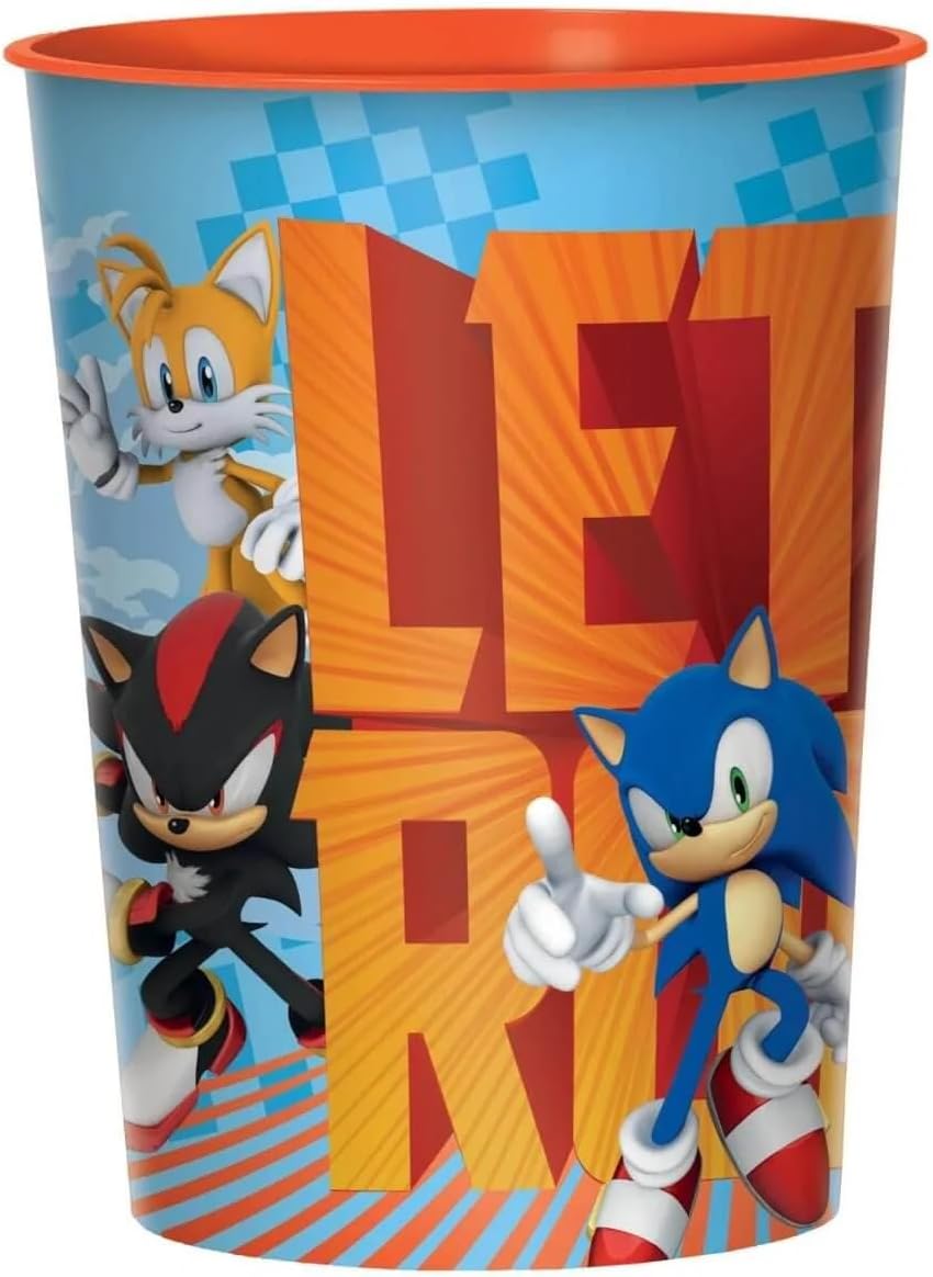 amscan Sonic The Hedgehog – Vaso de plástico para fiesta, 16 onzas, color azul, 1 unidad