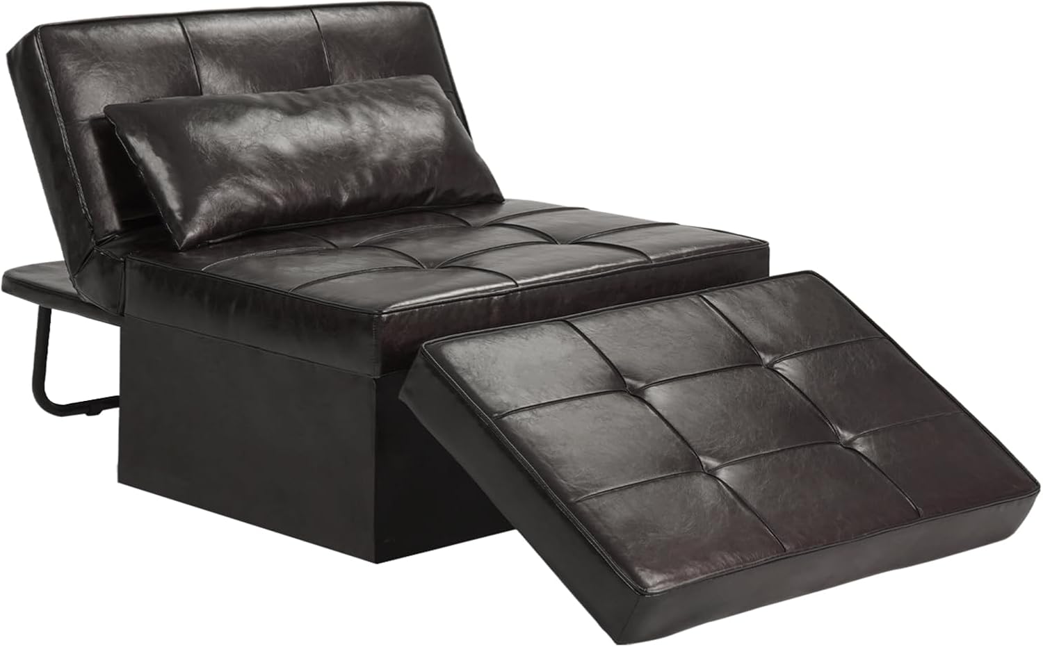 Saemoza – Sofá cama de cuero, cama otomana plegable 4 en 1, silla convertible moderna con respaldo ajustable, elegante sofá cama de piel sintética